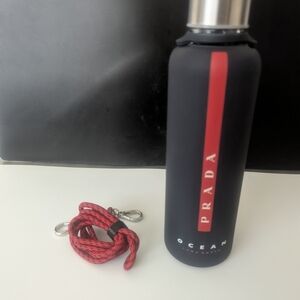 Prada Black and Red Water Bottle